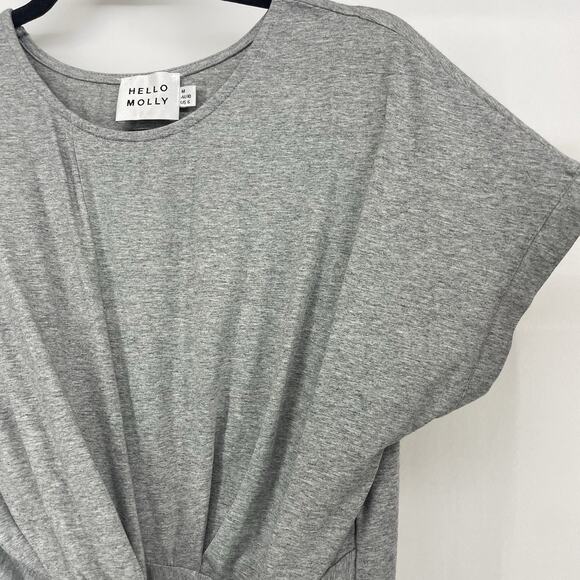 Hello Molly Size M / 6 Get Over You Mini T-Shirt Dress Gray Tie Front Stretchy - Picture 4 of 6